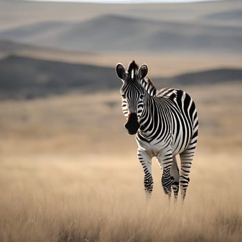 Stripes and Stillness: A Zebra Amid Gentle Hills