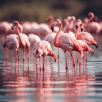 Reflections of Pink: Flamingos in Serene Waters