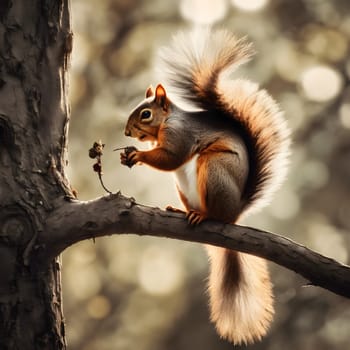 Quiet Companionship: Squirrel and Bird Together at Dawn