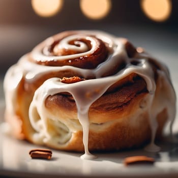 Golden Glaze: A Cinnamon Roll's Sweet Afternoon Moment