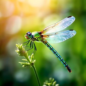 Summer Beauty: A Close-Up of a Dragonfly's Translucent Wings