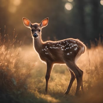 Morning Caution: A Fawn Steps Into the Open Field