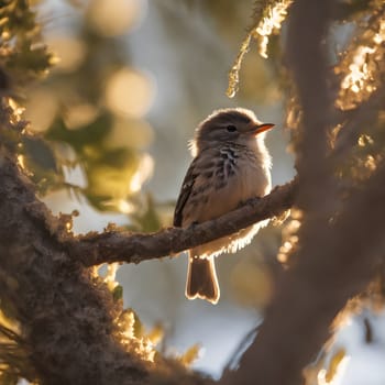 Soft Sunrise Refuge: Bird Resting in Hollow