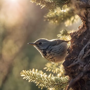 Sunlit Solitude: A Bird's Peaceful Morning Hideaway