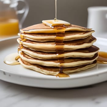 Simplicity Served: Pancakes with a Touch of Syrup and Light