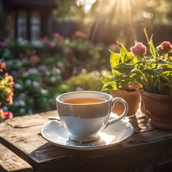 Morning Bliss: Tea on a Rustic Garden Table