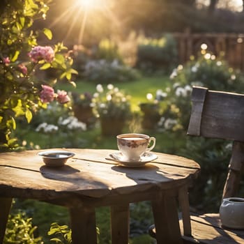 Sunlit Serenity: A Cup of Tea in the Garden