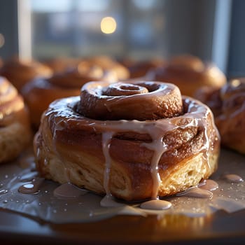 Afternoon Warmth: The Golden Glaze of a Cinnamon Roll