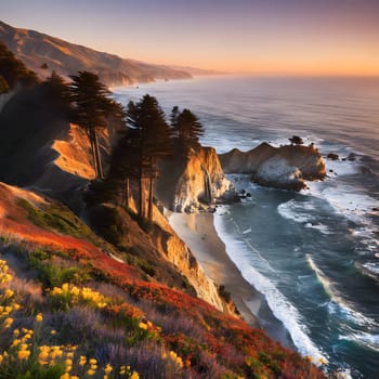 Golden Horizons: Sunset Over the Cliffs of Big Sur