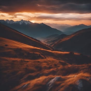 Serenity in the Mountains: A Fiery Sunset