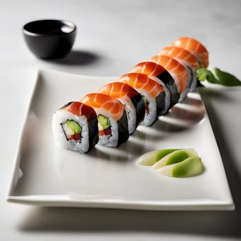 The Art of Sushi: A Perfectly Crafted Roll on White