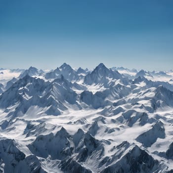 Majestic Snow-Capped Mountains Against a Clear Blue Sky