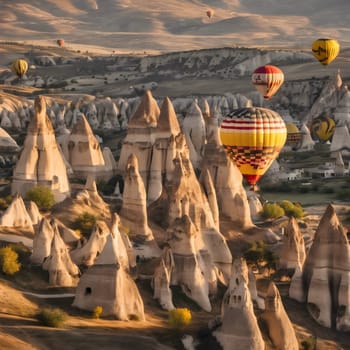 Majestic Mornings in Cappadocia: Balloons and Landscape at Dawn