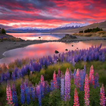 Awakening Beauty: Fiery Sunrise over Lake Tekapo