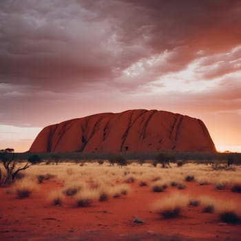 Sunset Majesty: Uluru in Fiery Hues