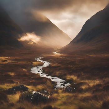 Golden Mist in Glen Coe: A Scottish Highland Masterpiece