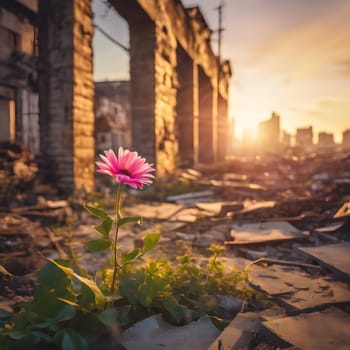 Urban Renewal: A Flower's Promise in the Dawn