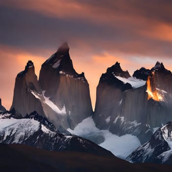 Dawn's Embrace: The Warm Glow on Torres del Paine's Peaks