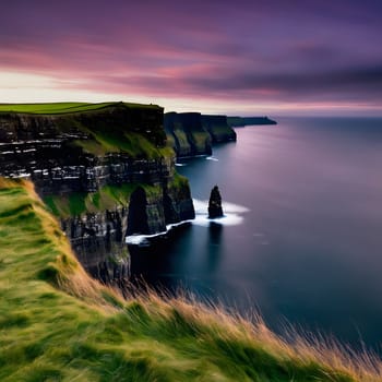 Evening Light Bathes the Cliffs of Moher in Tranquility