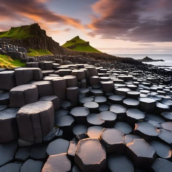 Ireland’s Natural Marvel: Giant’s Causeway in Sunset Splendor