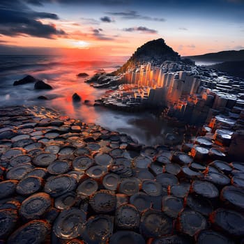 Twilight Magic: The Golden Basalt Columns of Giant’s Causeway