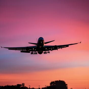 Morning Ascent: An Airplane's Journey Begins with the Sunrise