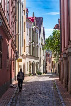 RIGA, LATVIA - JUNE 16, 2024: View on the old town city center, an Unesco World Heritage site.