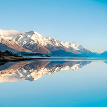 Crystal Calm: Snow-Capped Mountains Reflected in Lake Pukaki