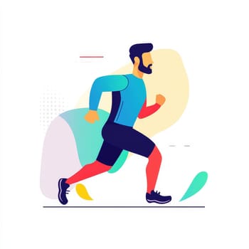 Vibrant illustration of a runner in motion, showcasing dynamic colors and modern design elements for fitness themes.