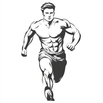 Illustration of a muscular male runner in motion, showcasing strength and determination in a dynamic pose.