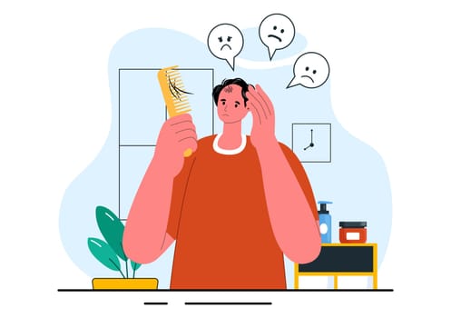 Alopecia Vector Illustration featuring Hair Loss due to Autoimmune Disease and Baldness in a Healthcare Theme with a Flat Style Cartoon Background