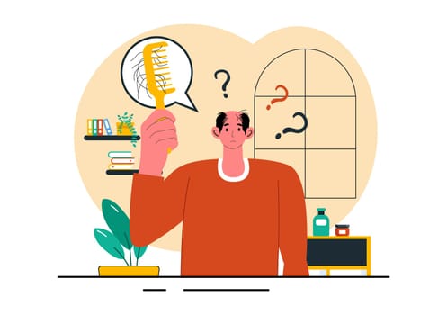 Alopecia Vector Illustration featuring Hair Loss due to Autoimmune Disease and Baldness in a Healthcare Theme with a Flat Style Cartoon Background