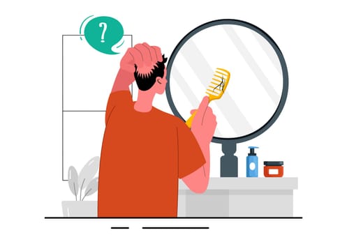 Alopecia Vector Illustration featuring Hair Loss due to Autoimmune Disease and Baldness in a Healthcare Theme with a Flat Style Cartoon Background