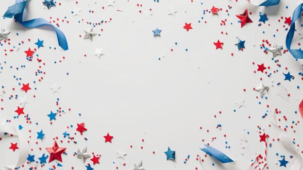 Clean white backdrop with red, white, and blue details for Patriot Day.