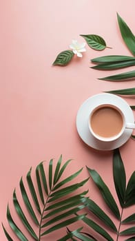 Clean and modern flat lay composition with empty space for text.