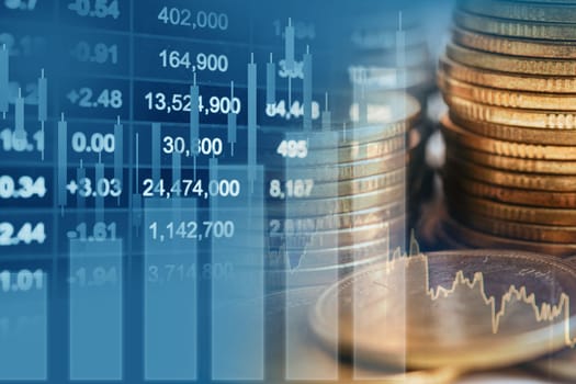 Stock market finance business, economy trend graph digital technology.