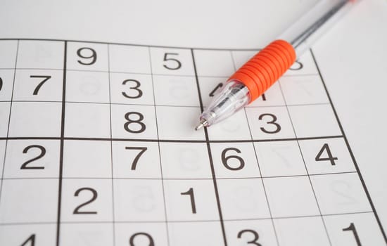 Sudoku puzzle, game to play for keep you brain younger for developing Alzheimer disease in senior patient.