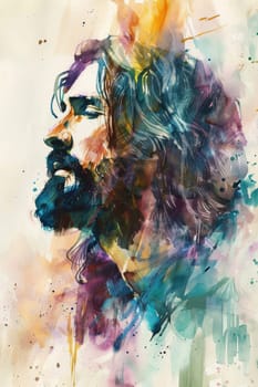 Life of Jesus Christ,depicted in a watercolor style. AI generative.