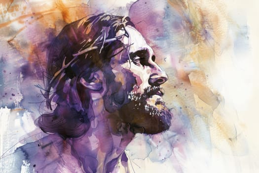 Life of Jesus Christ,depicted in a watercolor style. AI generative.