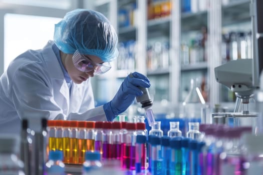 Industrial production of pharmaceuticals. AI generative.