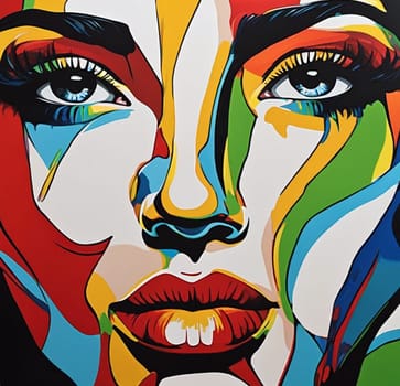 Beautiful Female Face - A Vibrant Pop Art Portrait
