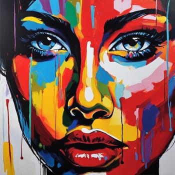 Beautiful Female Face - A Vibrant Pop Art Portrait