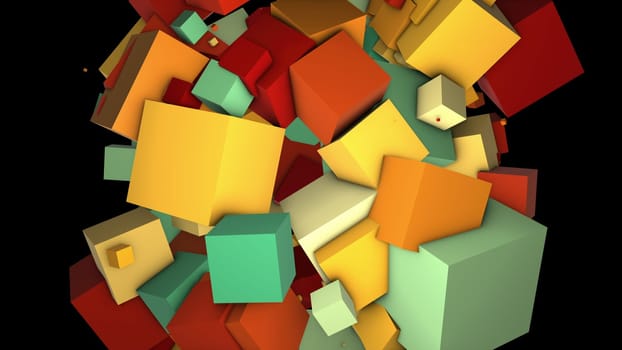 Abstract colorful cubes. Computer generated 3d render