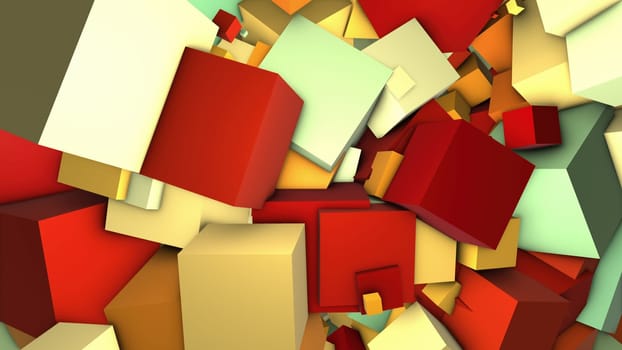 Abstract colorful cubes. Computer generated 3d render