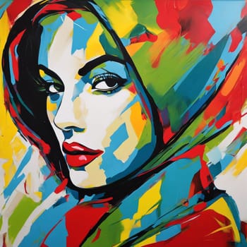 Beautiful Female Face - A Vibrant Pop Art Portrait