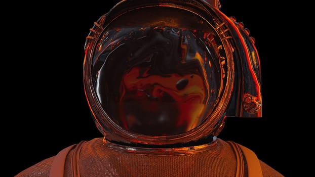 Cosmonaut with liquid reflection. Computer generated 3d render