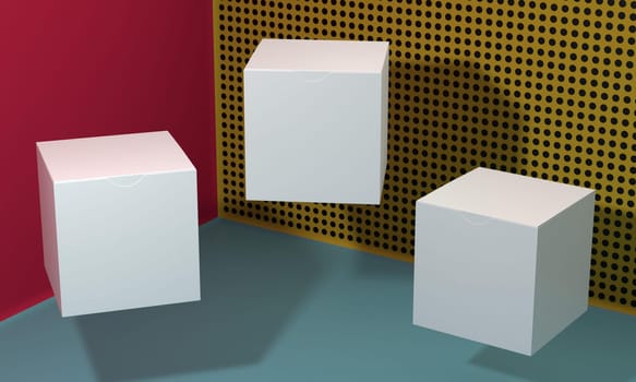 white empty simplistic cardboard boxes with shadows 1. Resolution and high quality beautiful photo