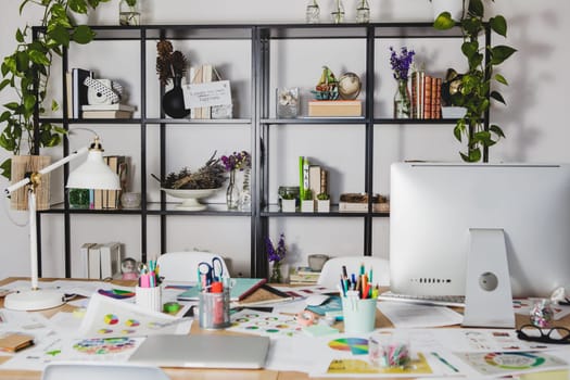 workplace with laptop. Resolution and high quality beautiful photo