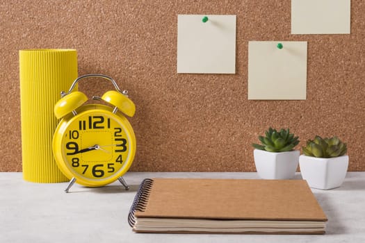 workspace arrangement with clock. Resolution and high quality beautiful photo