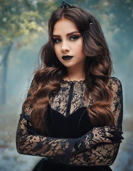pretty young goth woman, AI generated image